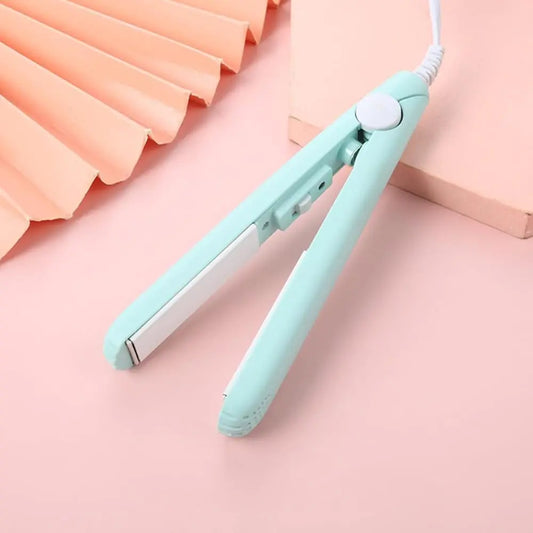 Blue Mini Hair Curler Ceramic Mini Hair Curler for Short Hair Fine Hair 2 in 1 Mini Ceramic Curler Hair Straightener Mini Curling Iron Barrel Short Hair Hair Styling Tools