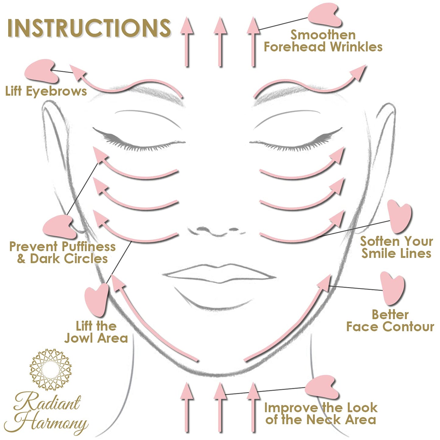 Face Roller & Gua Sha Set - Rose Quartz Gua Sha Massage Tool as Face Massager - Jade Roller for Face as Skin Care Tools - Easy to Use Gua Sha Facial Tools - Arrives in a Luxury Box