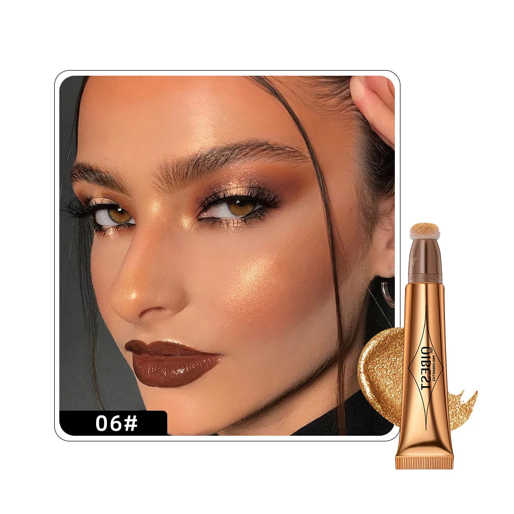 Liquid Contour with Cushion Applicator Highlight Shimmer Natural Soft Moisturizing Cream Liquid Blush for Cheek Cosmetics