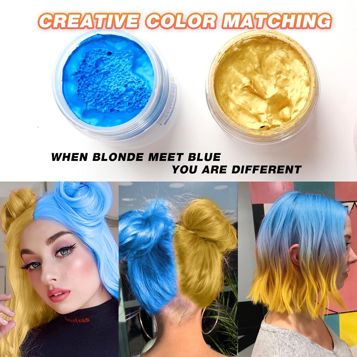 Hair Wax Color Blonde,  Blonde Hair Dye Temporary for Color Treated Hair Natural Styling Instant Kids Mud Cream Gel 3.4 Fl Oz Girl Gifts, Party, Cosplay DIY, Children'S Day